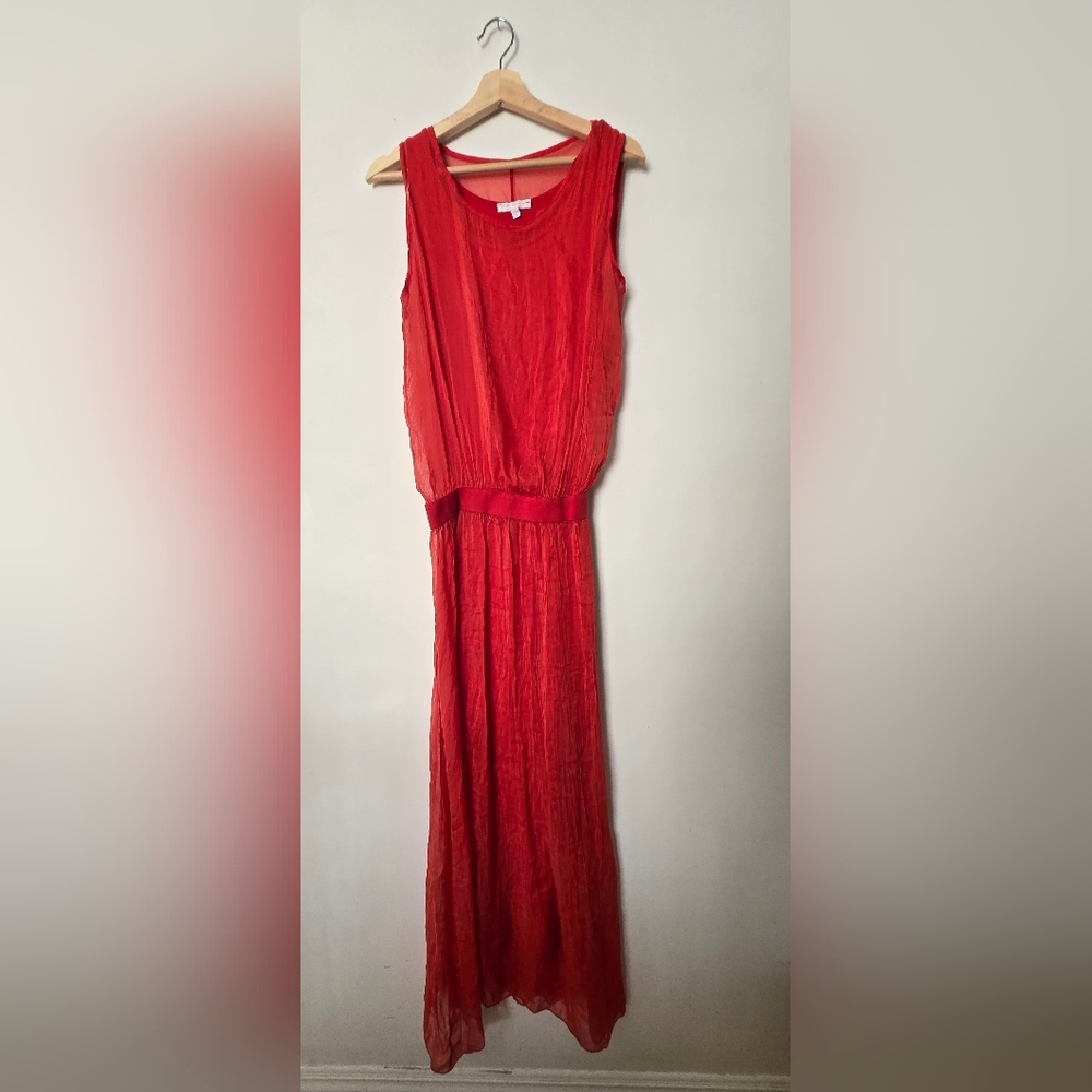 Italian Made Silk Maxi Dress with Lining